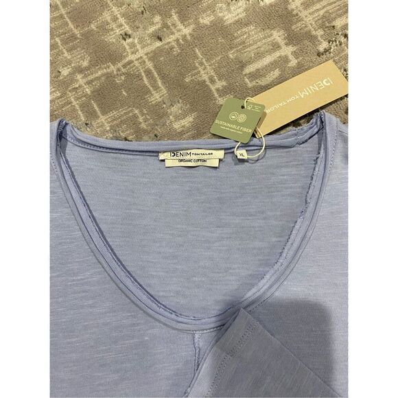NWT XL, Tom, Tailor denim organic cotton T-shirt distressed look long sleeve tee - Picture 2 of 6